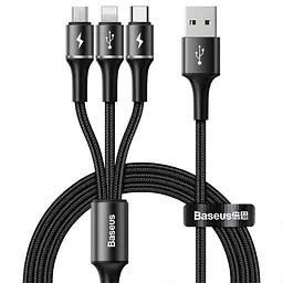 Кабель Baseus Halo Cable USB to microUSB / Lightning / TypeC 3.5 A 1.2m CAMLT-HA01 Black