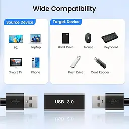 Адаптер-перехідник PWR USB-мама на USB-мама 3.0 Black (H051313) - мініатюра 5
