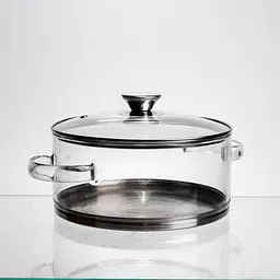 Каструля скляна  Yiwu  2.5 л з кришкою та індукційним металевим дном Yiwu HP-GP-20 - мініатюра 4