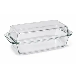 Каструля гусятниця скляна жароміцна Ristal 3 л з кришкою для духовки та мікрохвильової печі, кругла, прозора 88486