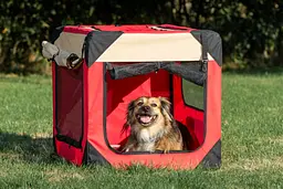 М'яка клітка для собак SenFul Pet Soft Crate з флісовим килимком та чохлом, червоно-бежева - мініатюра 3