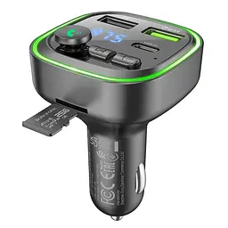 Автомобільний зарядний пристрій Borofone BC48 2 USB/Type-C/QC 18W з FM-модулятором (USB/TF card/bluetooth) чорний - мініатюра 7