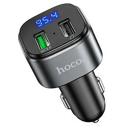 Автомобільний зарядний пристрій з FM-модулятором Hoco E67 Fighter QC3.0 car BT FM transmitter чорний