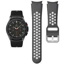 Ремінець для Samsung Galaxy Watch 4 Classic 46mm - чорно-сірий ширина кріплення 20мм силікон перфорація розмір LWatchbands Uniq (WB154275) - мініатюра 5