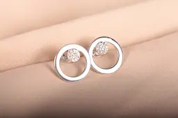 Сережки пуссети з білого золота S-0095 - мініатюра 4