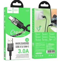 Кабель Hoco U129 Spirit transparent charging data cable Type-C Black - мініатюра 2