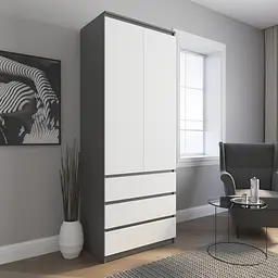 Шафа для одягу Vays R-9, 3 шухляди, штанга, без ручок, ЛДСП, 80×50×211 см – для спальні, вітальні, передпокою - мініатюра 6