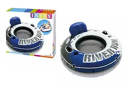 Надувне коло-крісло для плавання з сітчастим дном та спинкою Intex River Run 58825 до 100 кг діаметр 135см
