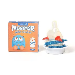 Насадка на член Recare Blue Monster Spike Condom (презерватив з вусиками та спіраллю шипів)
