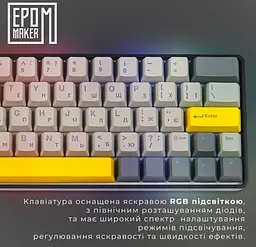 Клавіатура ігрова механічна бездротова EPOMAKER EP-64-BM Black 2.4G/BT/USB RGB Mulan Switch Linear - мініатюра 10