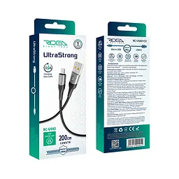 Кабель для зарядки USB Ridea RC-US42 UltraStrong USB-MicroUSB 60W 20V/3A 2 м Черный - миниатюра 3