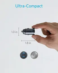Зарядний пристрій для авто Anker 24 W PowerDrive 2 Alloy A2727 (А2727011) 4.8A 2 USB-A - мініатюра 3