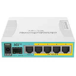 Маршрутизатор Mikrotik RB960PGS hEX PoE with 800MHz CPU, 128MB RAM, 5x Gigabit LAN (four with PoE ou - мініатюра 2
