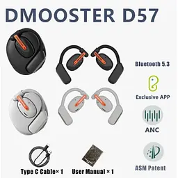 Навушники D Mooster D57 OWS ENC Bluetooth Чорні - мініатюра 3