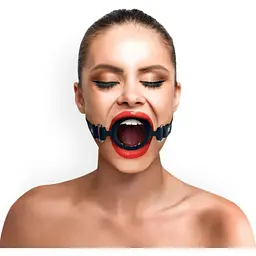 Кляп силіконове кільце натуральна шкіра, Gag Ring внутрішній діаметр кільця 40 мм, Чорний