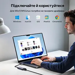 Мережевий адаптер UGREEN CM199 зовнішня мережева карта USB-C на RJ45 Ethernet 10/100/1000 Мбіт/с зі світлодіодним індикатором для Windows macOS та Linux сумісний зі Steam Deck та Nintendo Switch Lite чип AX88179B із вбудованим кабелем 0,1 м космічний сірий (50737) - мініатюра 12