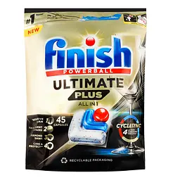 Набір капсули для посудомийних машин Finish Ultimate Plus All in 1, 45 шт. + плямовивідник рідкий Vanish Oxi Action 1 л - мініатюра 2