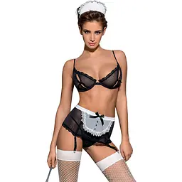 Еротичний костюм покоївки Obsessive Maidme set 5pcs L/XL