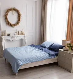 Постільна білизна двоспальна Dushka Home Страйп сатин 20513 180х215 см блакитна з синім - мініатюра 4