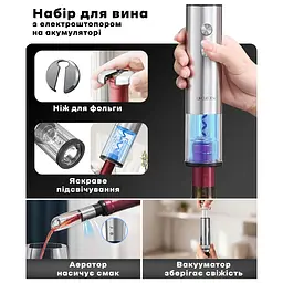 Набір для вина Xiaomi Circle Joy Stainless Steel Rechargeable Electric Wine Set (CJ-EKPQ-TZ01) - мініатюра 4