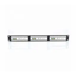 Патч-панель Ritar 24 порти UTP DUAL кат 5Е 19" 1U неекранована чорна, з заднім організатором кабелю Q25 (73-00886) - мініатюра 2