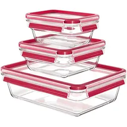 Харчовий контейнер Tefal Master Seal, Набір 3шт, жаростійке скло, прозорий (N1050910)