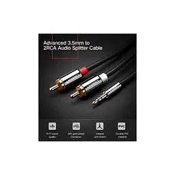 Кабель мультимедійний 3.5mm M to 2xRCA M 1.0m AV116 black Ugreen (10749) - мініатюра 3