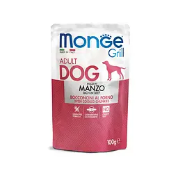 Смачні шматочки в желе Monge Dog GRILL Adult з запеченої яловичини та овочів для собак 100 гр
