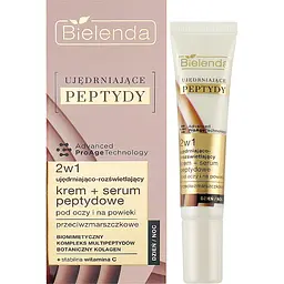 Крем-сироватка Bielenda Firming Peptides зміцнювальний та освітлювальний з пептидами 2 в 1 під очі і повіки 15 мл - мініатюра 2