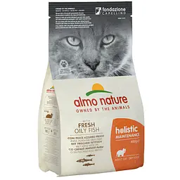 Сухий корм для дорослих котів Almo Nature Holistic Cat, зі свіжою жирною рибою, 400 г (604)