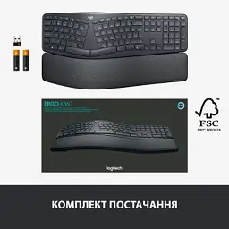 Клавіатура Logitech ERGO K860 Bluetooth/Wireless UA Black (920-010108) - мініатюра 11