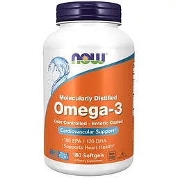 Жирні кислоти NOW Molecularly Distilled Omega-3, 180 капсул