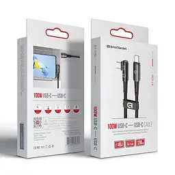Кабель ArmorStandart AT-C1D USB Type-C to 90-degree USB Type-C 100W 1,2m Black (ARM75870) - мініатюра 2