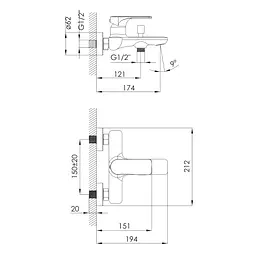 Змішувач для ванни Imprese Lednice хром f03207901BA Хром - мініатюра 2