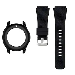 Комплект Watchbands: силіконовий ремінець чорний + чохол чорний Samsung Gear S3 Frontier (WBKW-46-4-1S3) - мініатюра 2
