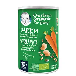 Снеки пшенично-вівсяні Gerber Organic з морквою і апельсинами, 35 г