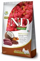 Сухий беззерновий корм Farmina N&D QUINOA DOG SKIN & COAT, VENISON & COCONUT ADULT MINI для малих порід з олениною та кокосом 2,5 кг