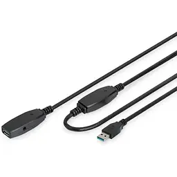 Подовжувач Digitus USB 3.0 Active Cable, A/M-A/F, 20м, чорний teh0013685