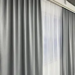 Мікровелюрові штори світло-сірого кольору на тасьмі 2шт. 150х270 ALBO pbe0052526 - мініатюра 5