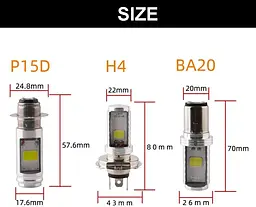 YSY 2-Pack 900 люмен Білий H4 COB 12 W Світлодіодна лампа для мотоциклетних фар Лампа для того, хто дав бігу, бого світла (H4) - мініатюра 4
