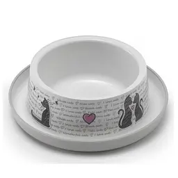 Миска для котів Moderna Trendy Dinner Cats in Love пластикова біла Ø 17x5.3 см 350 мл H131027CL