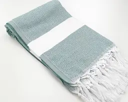 Рушник пештемаль Turkey Towel 100х180 см легкий великий для пляжу басейну бані сауни підстилка на дачу пікнік природу відпустку море ромб фісташковий - мініатюра 4