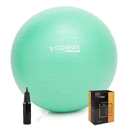 М'яч для фітнесу (фітбол) Cornix 75 см Anti-Burst Mint XR-0366