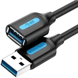 Дата кабель USB 3.0 AM/AF 0.5m black Vention (CBHBD)