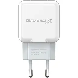 Мережевий зарядний пристрій Grand-X (1xUSB 2.1A) Білий (CH-03W) - мініатюра 4