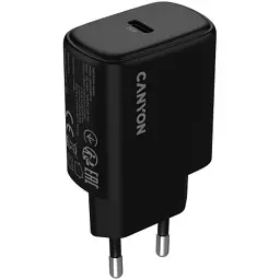 Зарядний пристрій Canyon OnCharge 200 20W 1xPD EU Black (CNE-CHA200-11) - мініатюра 2