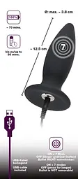 Анальна пробка Black Velvets Rechargeable Plug M 12.5 см (чорний) - мініатюра 5