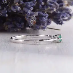 Каблучка з білого золота з ізумрудом 18 K-0109 - мініатюра 7