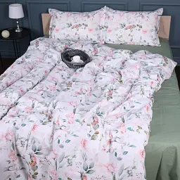 Наволочка MirSon Поплін 00-9 Birds and Flowers 60х60 см зелена (2200009709210) - мініатюра 5