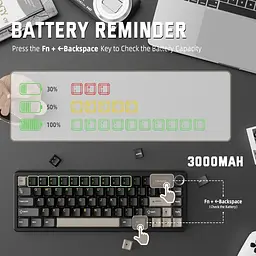 Ігрова механічна клавіатура Attack Shark X66 / 60% / Три режими підключення / Strawberry Switch / Beige - мініатюра 2